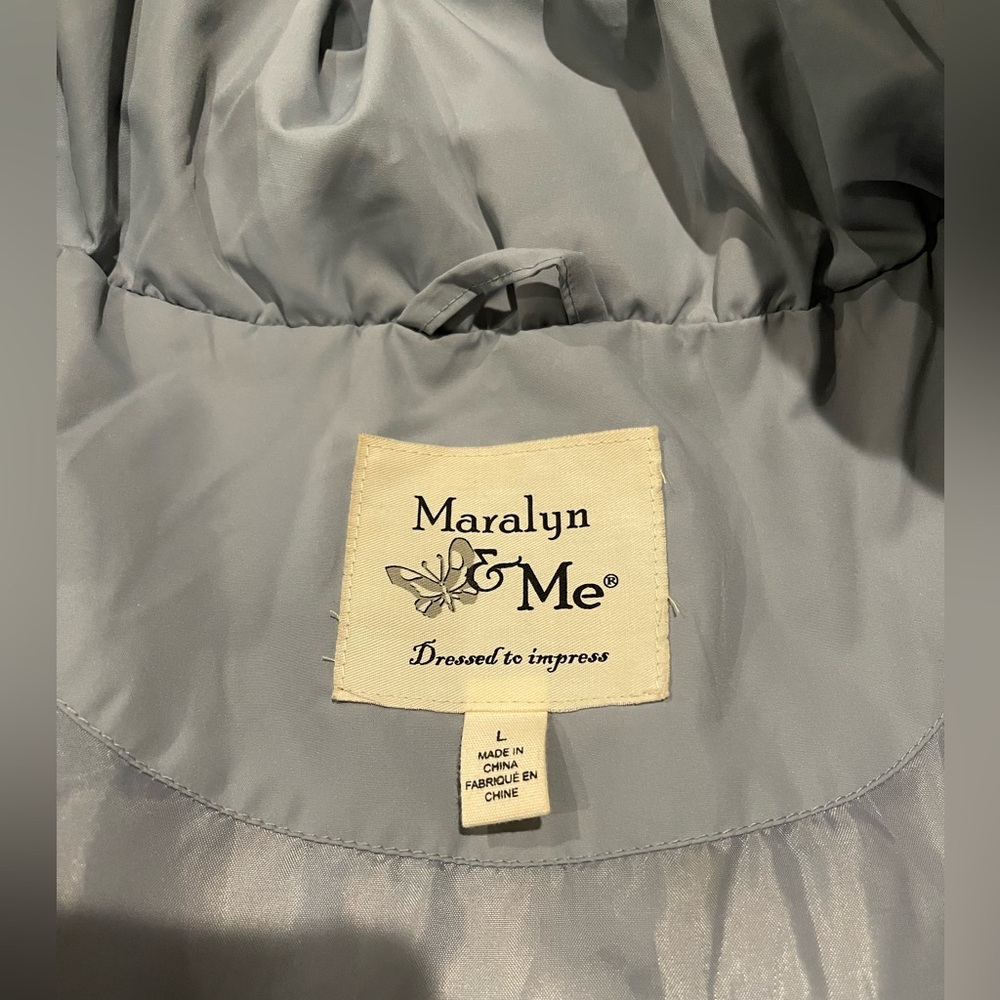 MARALYN & ME Light Blue Quilted Puffer Jacket with Faux-Fur Hood Trim - Picture 3 of 9